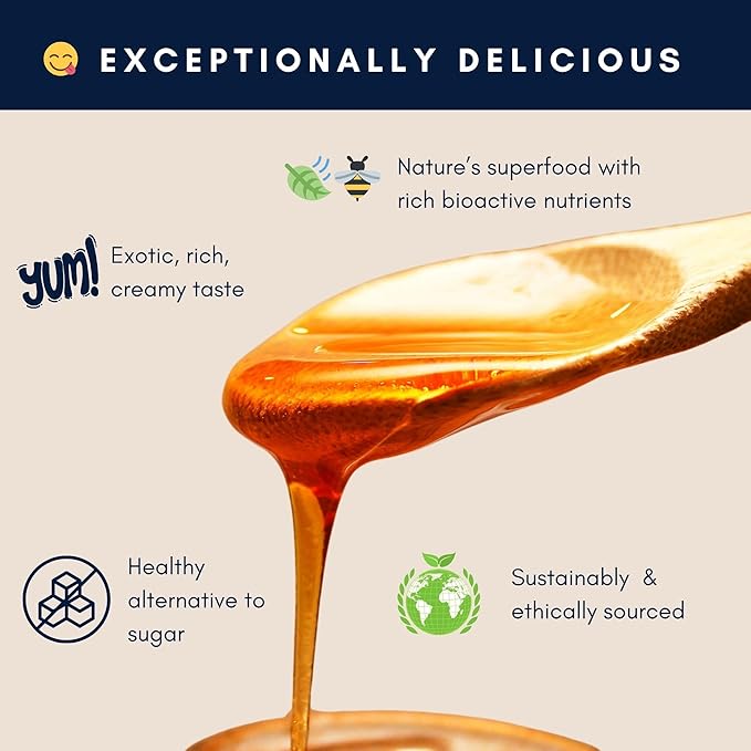 Honey Australia Manuka Honey MGO 263+ | 17.6 oz | Raw Organic Pure Honey for Daily Wellness &amp Energy | Natural Sweetener &amp Health Boost | Rich in Nutrients Delicious Creamy Flavor