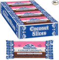 Neapolitan Coconut Slice Candy Bars (Vanilla Chocolate &amp Strawberry-striped moist coconut 1.65 Ounce Bars) 24 Count