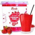 Fanale Strawberry Popping Boba Pearls Vegan Non GMO Gluten Free Fat Free Perfect for Bubble Tea Smoothies Ice Cream Desserts and Beverages.