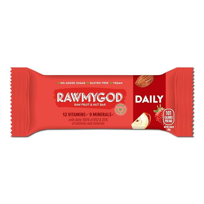 RAWMYGOD Fruit and Nut Bars Gluten Free Vegan No Added Sugar (20 bars Daily)