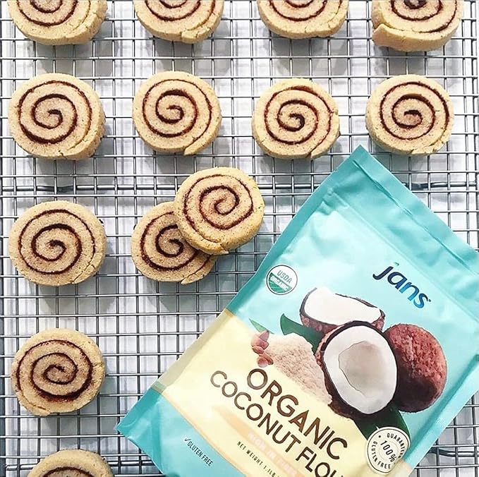Jans Organic Coconut Flour (1.1 lb Pack of 12) Certified Organic Gluten-Free Keto Paleo Vegan Friendly Multi Purpose Flour Alternative High Fiber
