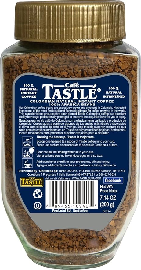 Cafe Tastle Colombian 100% Arabica Instant Coffee 7.14 Ounce