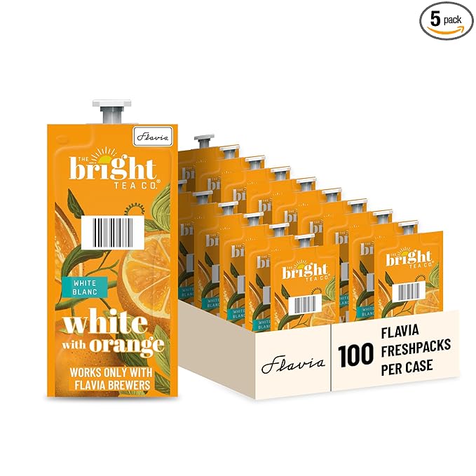 Flavia Bright Tea Co. White Tea with Orange Freshpacks works only with Flavia Brewers (Case of 100)