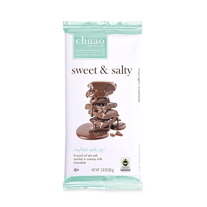 Chuao Chocolatier Sweet &amp Salty Milk Chocolate Mini Bars | Gourmet Chocolate Sea Salt European No Preservatives | For Gift Baskets Christmas Valentines Day Gifts for Women Men Birthday Thank