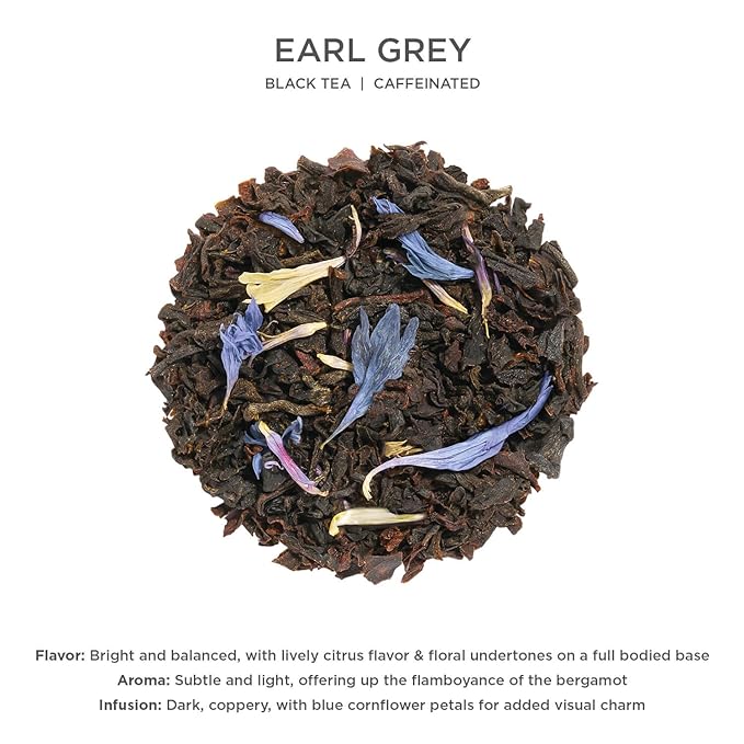 Tea Forte Earl Grey Premium Caffeinated Black Tea Blend Event Box Bulk Pack 40 Count 10 per tray Individually Wrapped Handcrafted Pyramid Infusers
