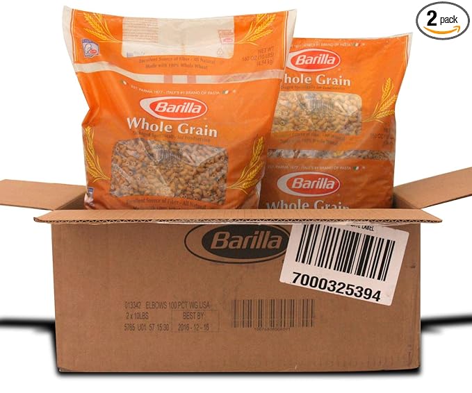 Barilla Elbows 100 Percent Whole Grain Pasta 160 Ounce -- 2 per case.