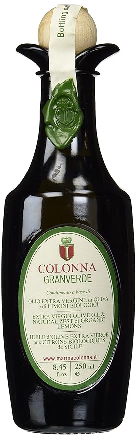 Colonna Granverde Italian Cold Extracted Extra Virgin Olive Oil with Organic Sicilian Lemons2018 Harvest 250ml (8.45 oz)