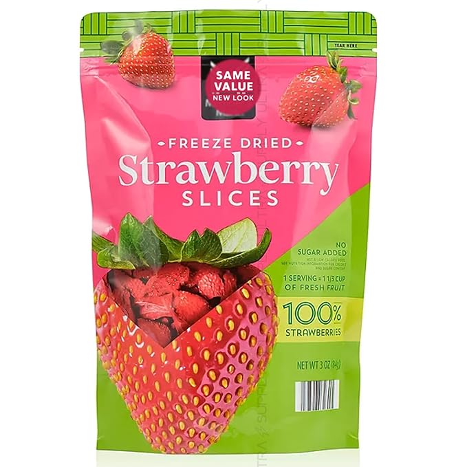 Members Mark Freeze-Dried Strawberry Slices – 100% Real Fruit No Sugar Added Light &amp Crispy Snack 3 oz