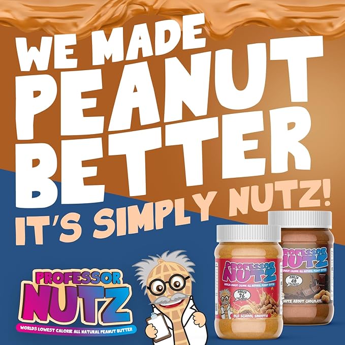 Professor Nutz Organic Peanut Butter- Low Calorie Nut Butter Natural Peanut Butter Natural Fiber Healthy Peanuts Great source of Protein 30 Essential Vitamins (12.41 Oz 2 Pack Original)