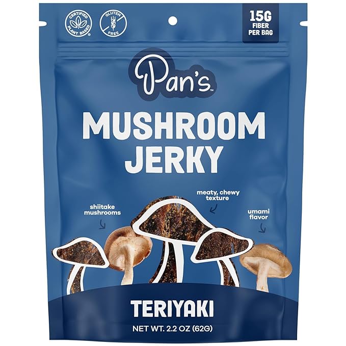 Vegan Jerky Sampler Box: Vegan Plant-Based Jerkies Made from Mushroom (PAN'S) Pack of 5