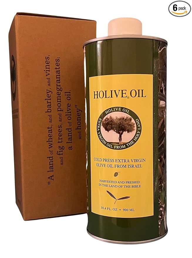 Pack of 6 Olive Oil from Israel - HOLIVE Extra Virgin - Polyphenol Rich - Early Harvest - First Cold Press - Traditional Hand Harvest - Unprocessed - Kosher