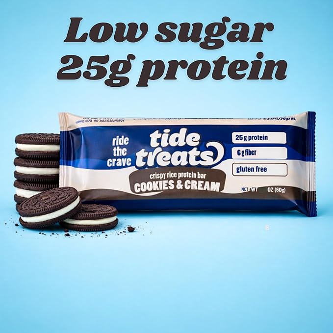 Crispy Rice Protein Treat Bar Variety Pack | 25 g Protein No Added Sugar 7 g Fiber Gluten Free | High Protein Snack for On-the-Go Post-Workout or Dessert Cravings | 8 Count