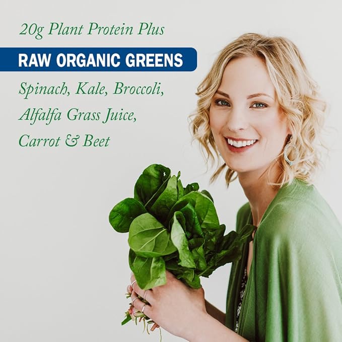 Garden of Life Raw Organic Protein &amp Greens Lightly Sweet Vegan Protein Powder for Women and Men Plant and Pea Protein Greens Probiotics Gluten Free Low Carb Shake Made Without Dairy 20 Servi