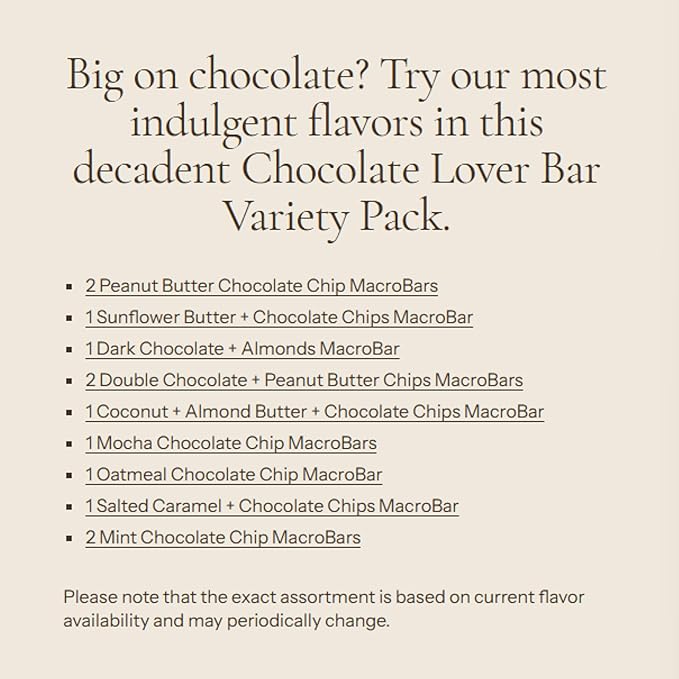 GoMacro MacroBar Organic Vegan Protein Bars - Chocolate Lover Variety Pack (2.3 Ounce Bars 12 Count)