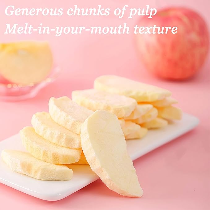 DGYLHBJ Freeze Dried Peeled Apple Slices Fuji Apple 7.05oz/200g 100% Natural Apple Crisps Snack No Added Sugar No Additives Vegan Gluten Free