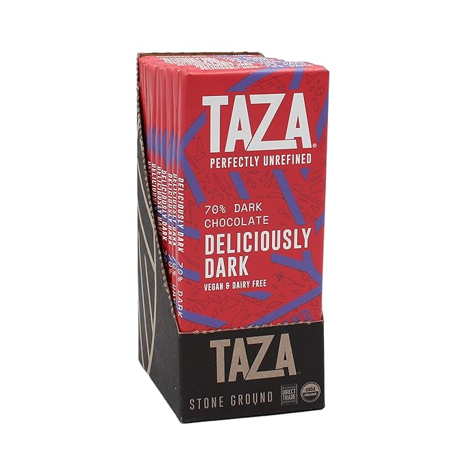Taza Chocolate Organic Amaze Bar 70% Stone Ground Deliciously Dark 2.5 Ounce (10 Count) Vegan