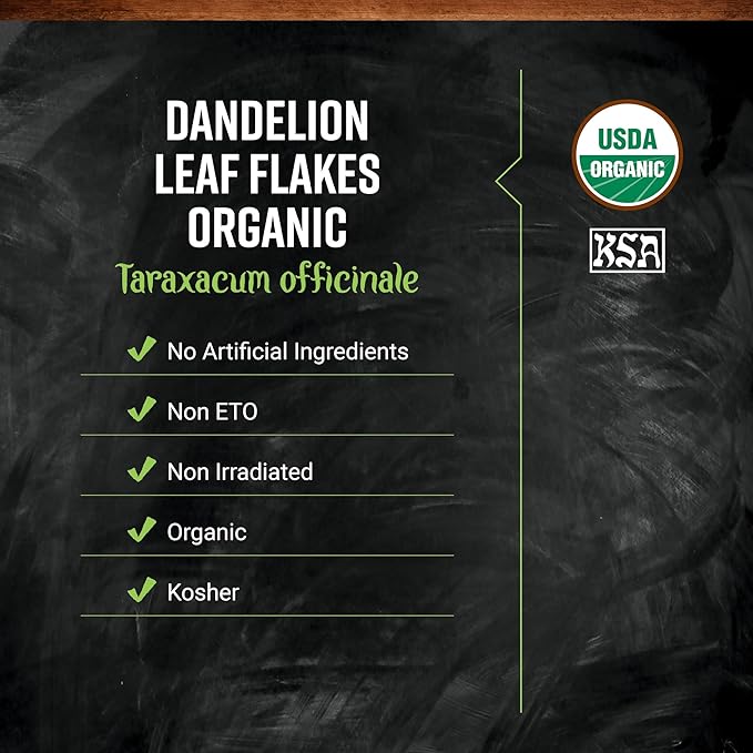 Frontier Co-op Organic Dandelion Leaf Cut and Sifted - Dried for Loose Tea Caffeine-Free Coffee Alternative or Powder Supplement Capsules - Kosher | 16 Ounce (Pack of 1)