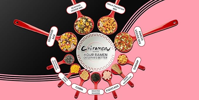 CHIRAMEN Mala Crawfish Mix Ramen Toppings – Crawfish Fish Cake Squid Imitation Crab Egg Corn Cabbage &amp Plant-Based Beef for Cup Noodles Ramen Bowls &amp Soups