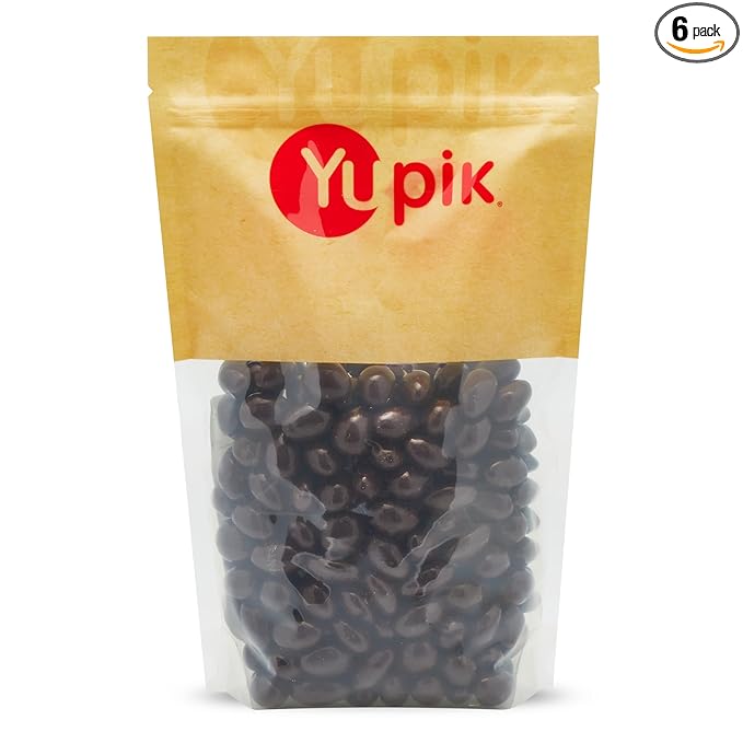 Yupik 60% Dark Chocolate Covered Almonds 2.2 lb (35.2 oz) Pack of 6 Kosher Whole Nuts Almonds Dipped in Chocolate Crunchy &amp Smooth Dark Chocolate Candy Classic Sweet Snacks