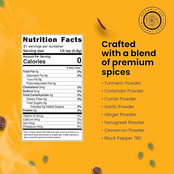 PACK of 6 - Turmeric Tandoori Rub 2.3 oz (65 gm) w/Convenient Dual Sifter Cap Bold Smoky Golden Flavor| For Marinating Seasoning Flavoring |Non-Bioengineered Vegan Gluten Free by Pride of India