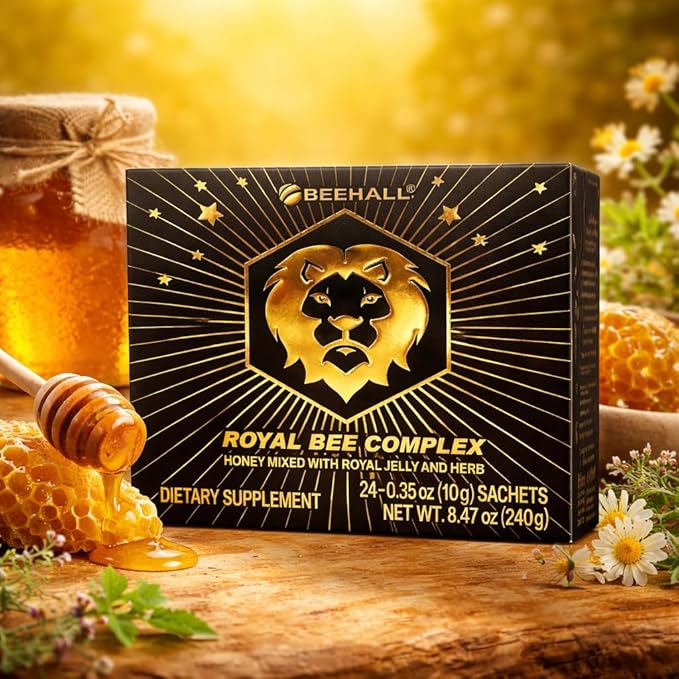 EZ BeeHall Honey Packets – 24 Single-Serve Royal Jelly &amp Herbal Honey Boost | Natural Energy &amp Daily Vitality Travel-Friendly Sweetener for Tea Coffee &amp Snacks