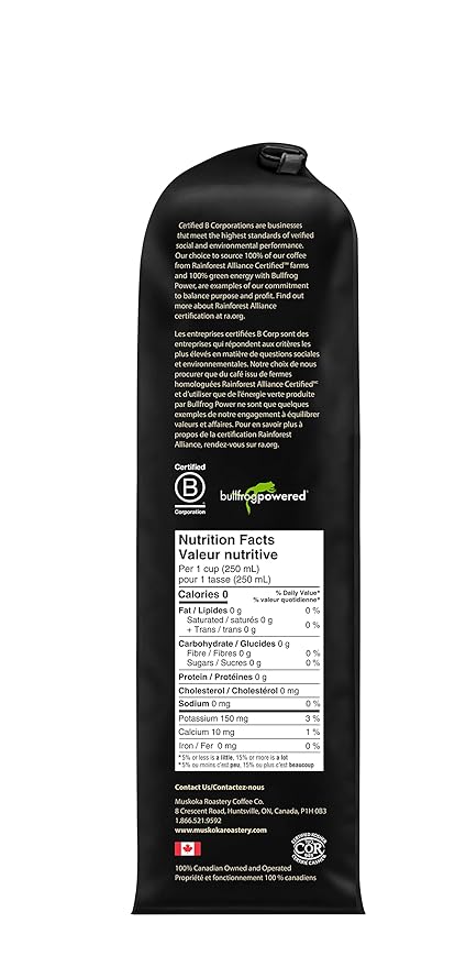 Muskoka Roastery Coffee Black Bear Dark Roast Whole Bean Coffee 2LB Bag