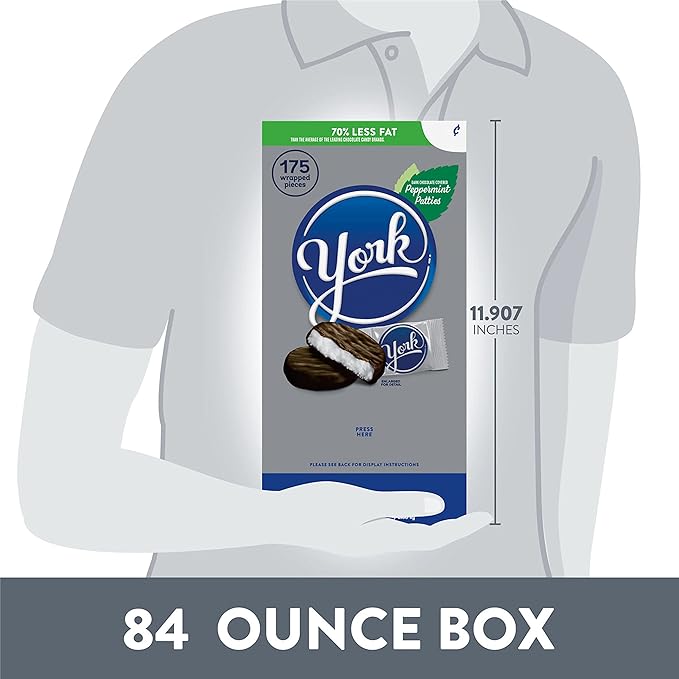 YORK Dark Chocolate Peppermint Patties Candy Bulk Box 84 oz (175 Pieces)