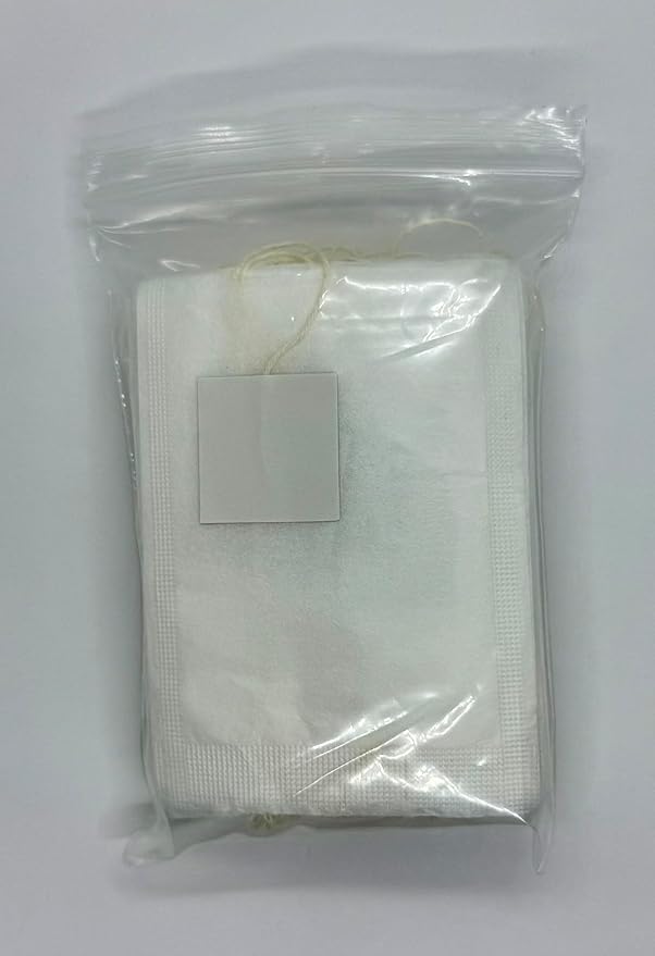 250 Empty Tea Bags 2.36 x 3.14 (60 x 80 mm) White Compostable With String and Tag Tea Infuser for Loose Tea Herbs are Disposable Tea Strainer Bags Made of Wood (Pulp) Fibers.