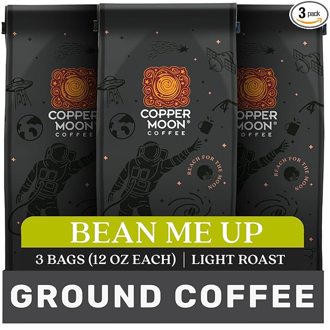 Copper Moon Ground Coffee Bean Me Up Blend Light Roast 3 Bags (12 oz. each)