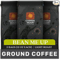 Copper Moon Ground Coffee Bean Me Up Blend Light Roast 3 Bags (12 oz. each)