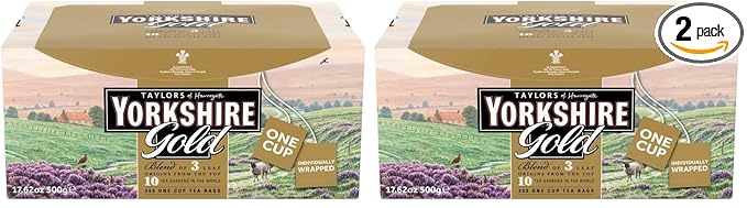 Taylors of Harrogate Yorkshire Gold Individually Wrapped Tea Bags 200 Count. (Pack of 2)
