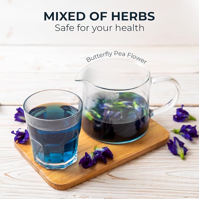 100% Dried Butterfly Pea Flower Buds 1050 Count 2.96 oz Floral Scent Re-Steep Pure Natural Herbal Tea for Flower Tea for Cooking Cocktails Smoothies and Skin Effect