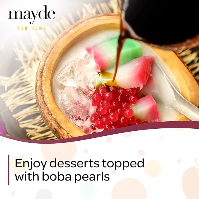 Mayde Popping Boba Pearls for Drinks Desserts &amp Breakfast Bowls (Cherry Flavor 7 Pounds)