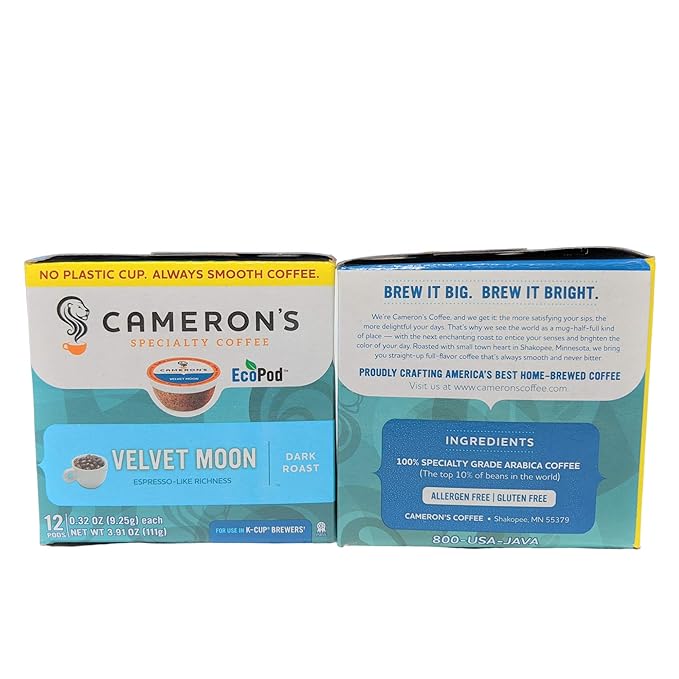 CAMERON'S VELVET MOON ESPRESSO COFFEE 24 SINGLE SERVE CUPS