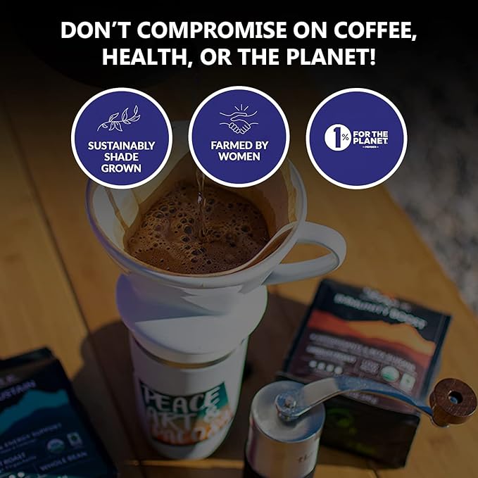 Peak State Coffee with Benefits 3 Bag Variety Pack – Mushroom Coffee Low Acid &amp Smooth Immunity Boost Brain Sustain &amp Stress Less Organic Whole Bean Gluten Free 12 oz. Each
