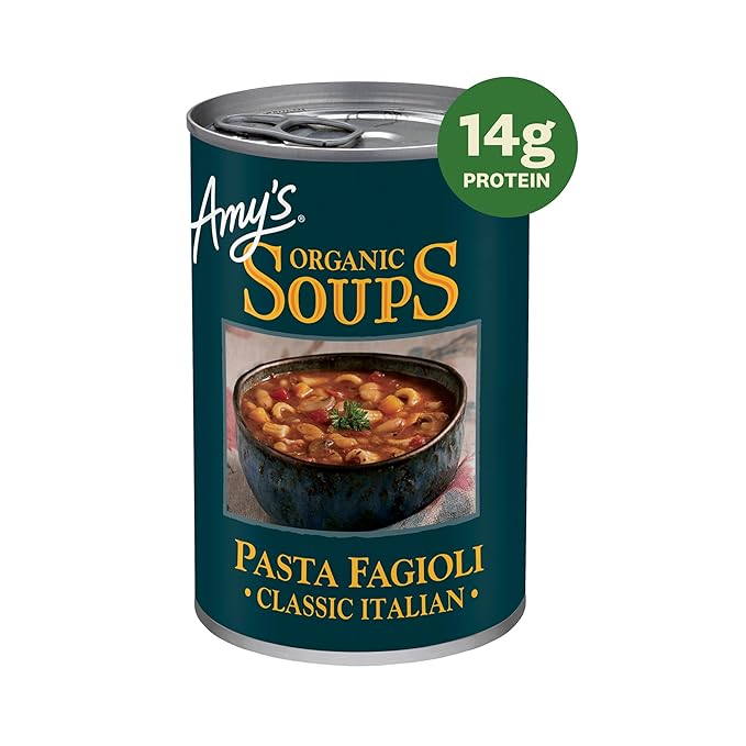 Amy's Organic Classic Italian Pasta Fagioli Soup Dairy Free Non GMO 13.65 Ounces (Pack Of 12)