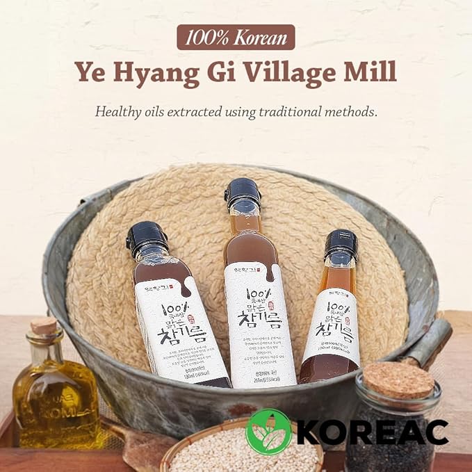 KOREAC_ 한국 참기름 Korean Mildly Roasted Pure Sesame Oil 110ml (100% Korean Sesame Seeds)