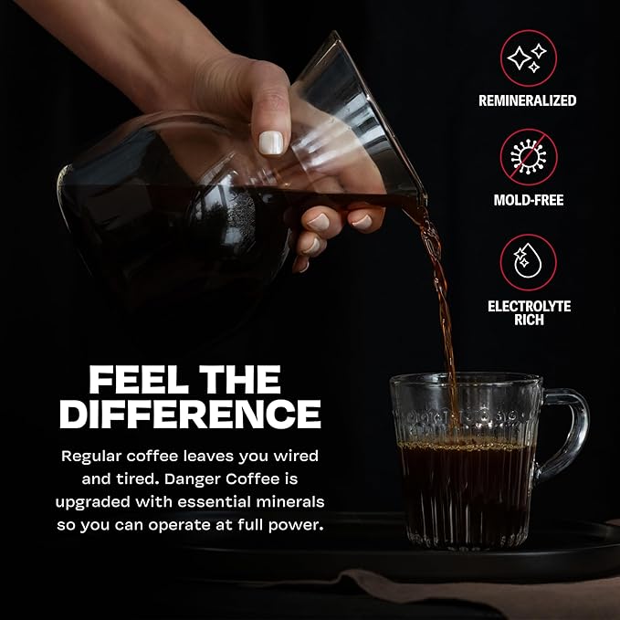 Danger Coffee by Dave Asprey Remineralized Mold Free &amp Lab Tested Ground Healthy Coffee Dark Roast 10.9 Ounce