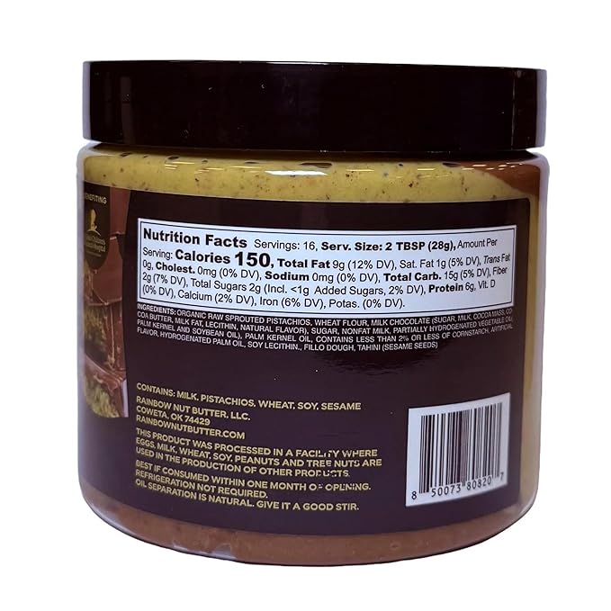 Rainbow Nut Butter Milk Chocolate Dubai Pistachio Nut Butter Cream Kadayif Kataifi Milk Chocolate Chips 16 Oz.