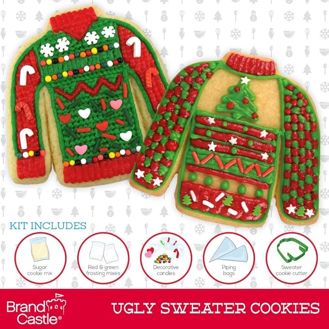 Crafty Cookie Kits - Cookie Mix With Cookie Cutters - In The Mix Ugly Sweater Cookie Kit 11.5 Ounce And Gingerbread Cookie Kit Ninja 9.5 Ounce (1 Ugly Sweater and 1 Ninjabread)