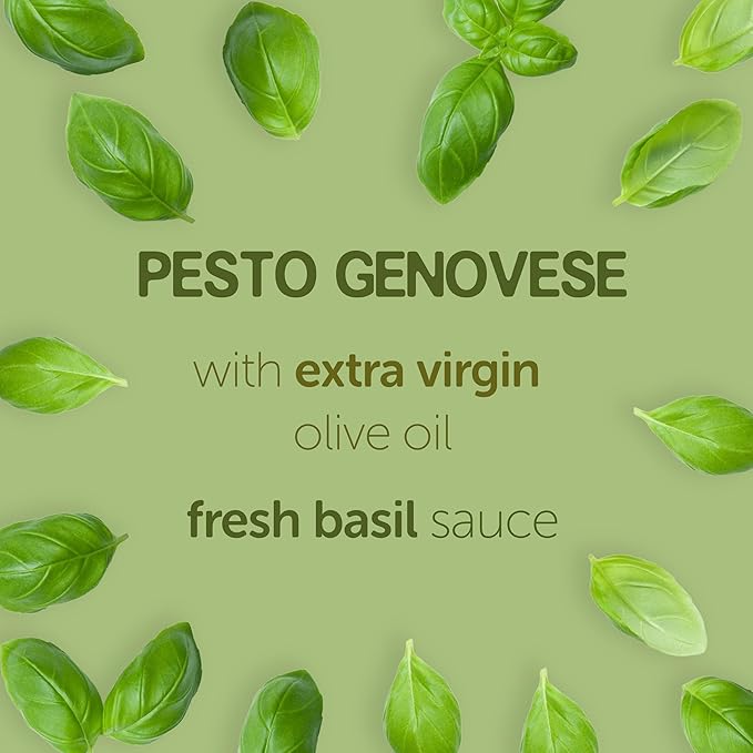 Imported Italian Fresh Basil Pesto Sauce - Extra Creamy - Extra Virgin Olive Oil Cheese &amp Nuts - Delicious &amp Authentic Pasta Sauce and Spread - Home Made Style - 6.35 oz Glass Jar