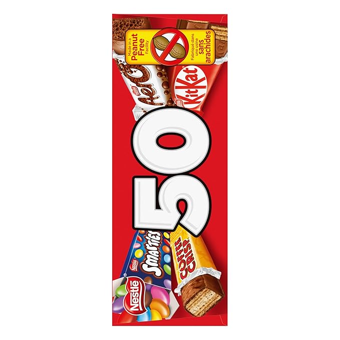 Christmas Chocolate Candy Gift Box 50 Mini Milk Chocolate Bars Includes Coffee Crisps KitkatWafers and more Holiday Chocolate Individually Wrapped Boxes For Stocking Stuffer Gifts Red Gift Box