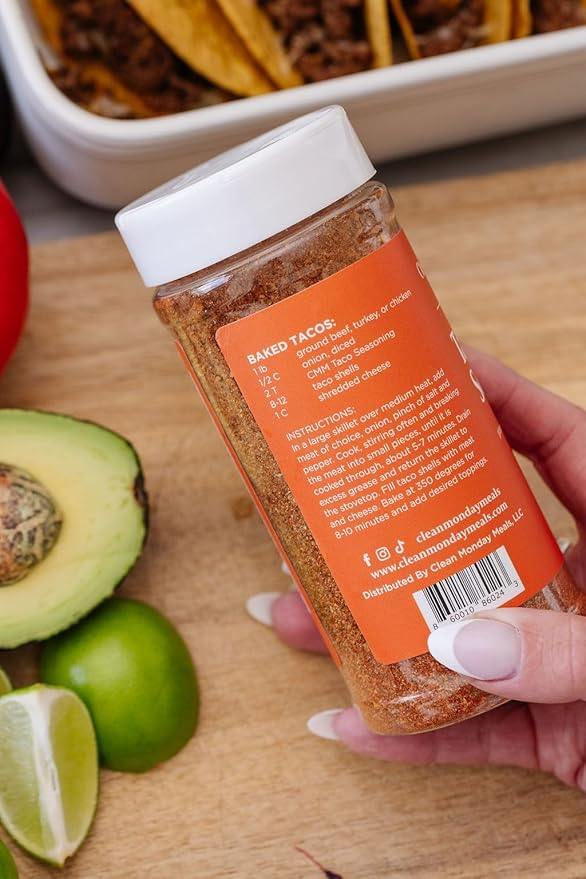 Clean Monday Meals Taco Seasoning Mix | Gluten Free Dairy Free Non-GMO Herb Blend for Pasta Roasts Sauces &amp Meal Prep | Mediterranean Herbs &amp Garlic | Clean Label Spice Mix