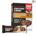 MUSASHI Protein Crisp Bar 20g Protein 4g Total Sugars Vanilla &amp Caramel Post Workout and Snack On The Go 12 Pack of 2.1oz (60g) Bars