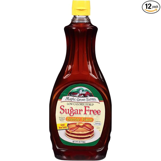 Maple Grove Farms Syrup Sugar Free Butter Flavor 24 Ounce (Pack of 12)