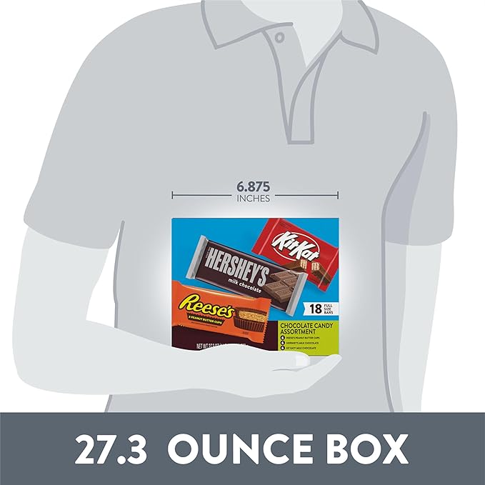 HERSHEY'S KIT KAT and REESE'S Assorted Milk Chocolate Candy Variety Box 27.3 oz (18 Count)