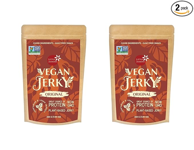 NON -GMO Little Jasmine Vegan Jerky Original Flavor Plant Based Protein Clean Ingredients Made in Taiwan 7.5 oz (2 PACK)