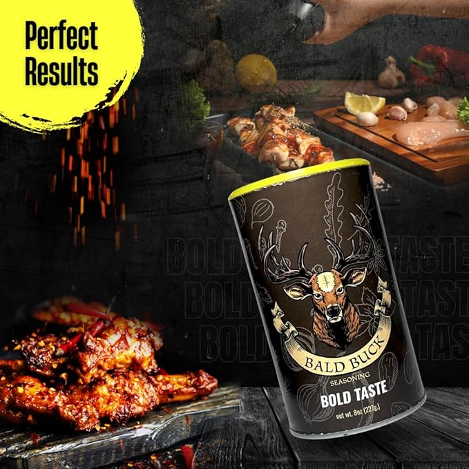 Bald Buck Seasoning Pack of 3 8 Oz (2 Slow Burn + 1 Bold Taste) | Rib Rub BBQ Chicken Seasoning | BBQ Seasoning and Rub | Rotisserie Chicken Seasoning &amp BBQ Rubs for Smoking | BBQ Rub Seasoning