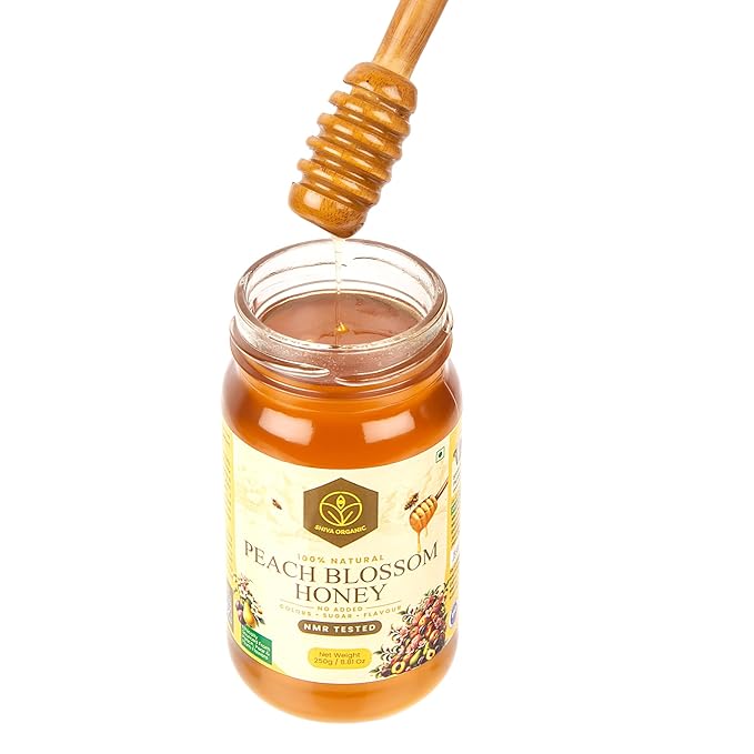 Shiva Organic's Peach Blossom Honey - Pure Raw Unfiltered (8.81 Ounces (250g) Peach Blossom Honey)