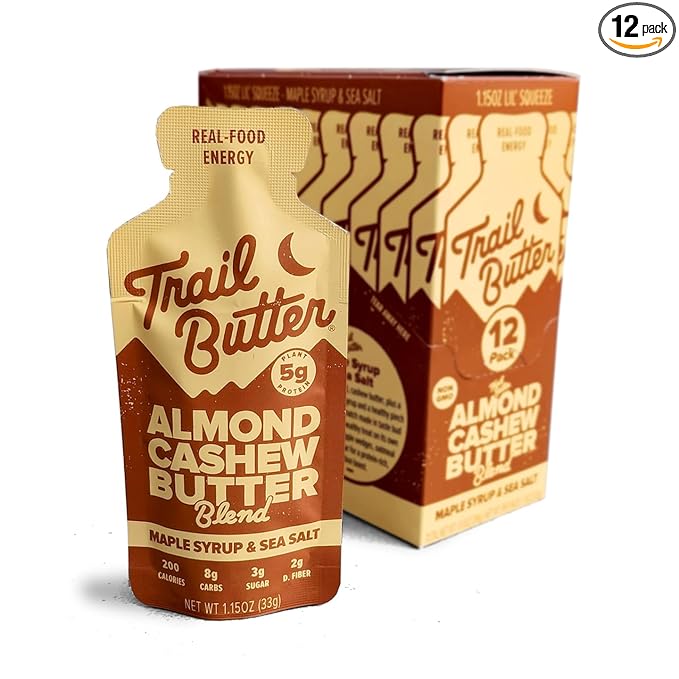 Trail Butter Lil’ Squeeze Nut Butter Energy Pouches 1.15oz (12-Pack) – Real Food Endurance Fuel Protein Snack for Hiking Running Cycling &amp Travel – 5g of Protein per Pouch – Maple Syrup &amp